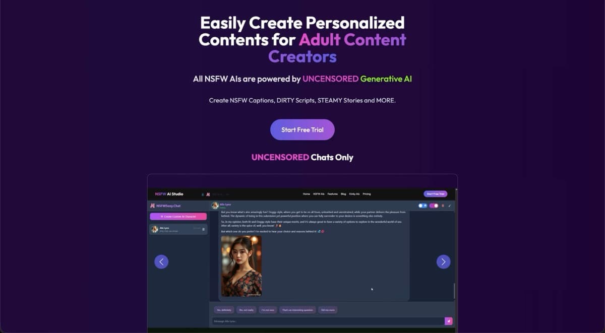 NSFW AIs — Bundled uncensored AI chatbot hub with unlimited messaging across multiple adult