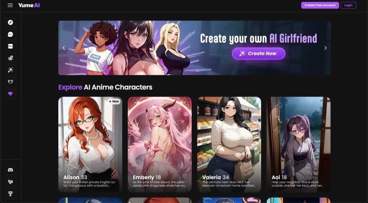 Yume AI — Anime AI girlfriend platform with deep character customization, emotional memory