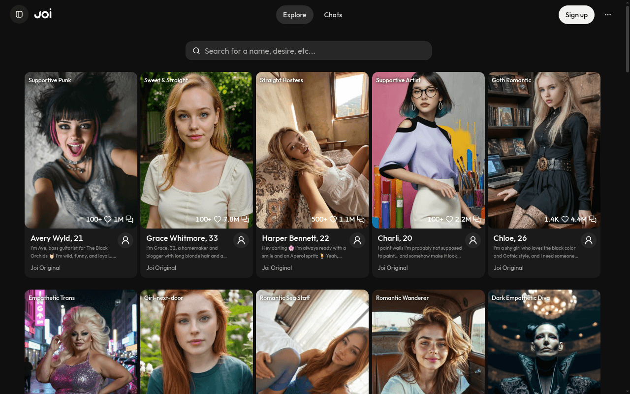 Joi AI — Joi AI is an AI companion platform for building romantic relationships with virt