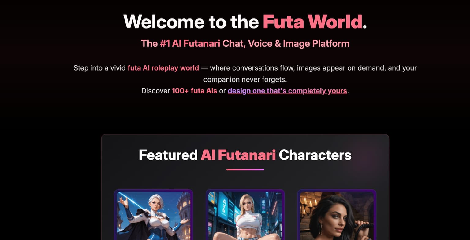Futa World — Niche adult AI platform dedicated to futanari character chat and image generatio