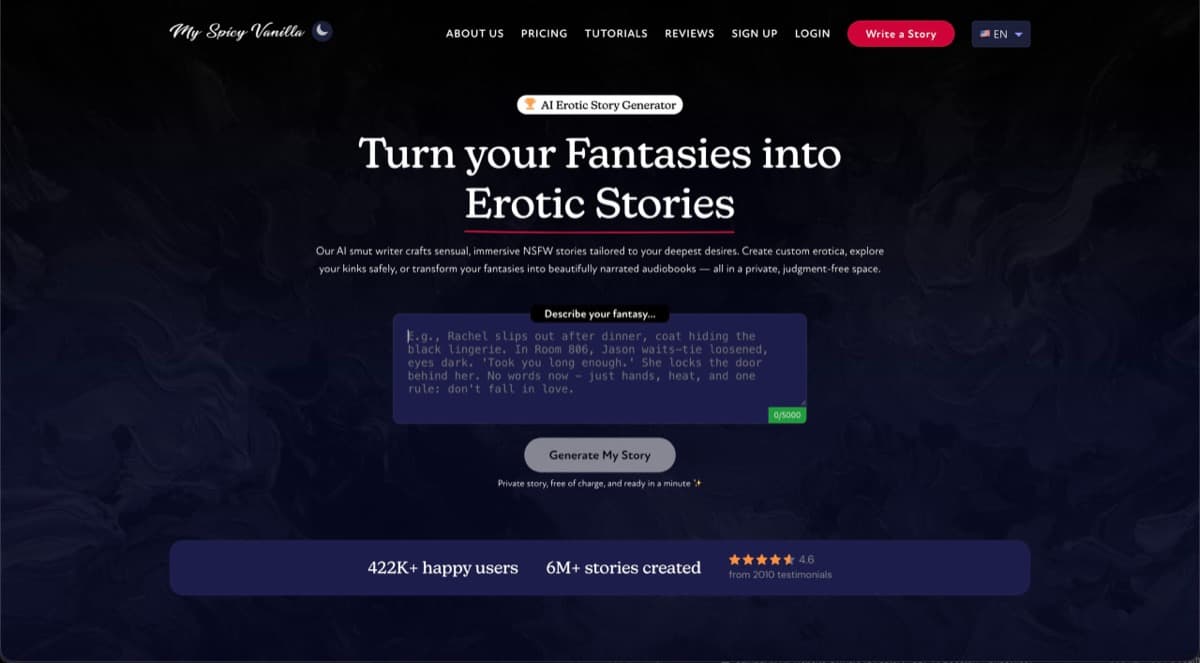 My Spicy Vanilla — AI-powered NSFW story generator with custom characters, illustrations, voice nar