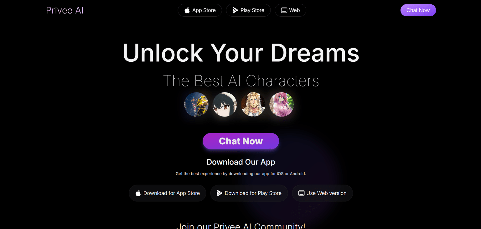 Priveeai — Private AI companion platform with end-to-end encryption, personalized conversat