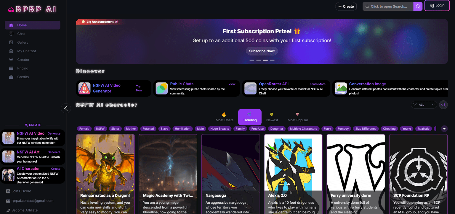 RPRP Ai — AI roleplay platform for immersive character-driven storytelling with customizab