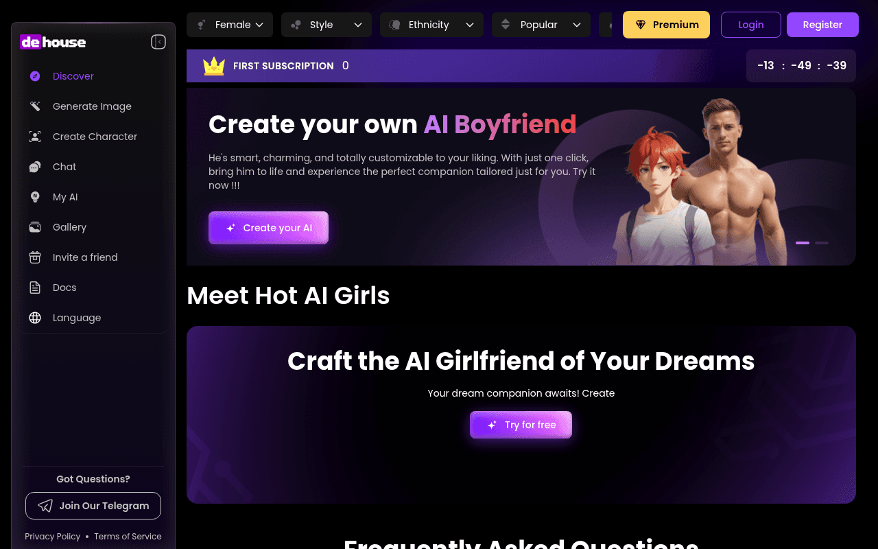 DeHouse AI — DeHouse.ai is an AI chat platform and companion simulator that lets you create a